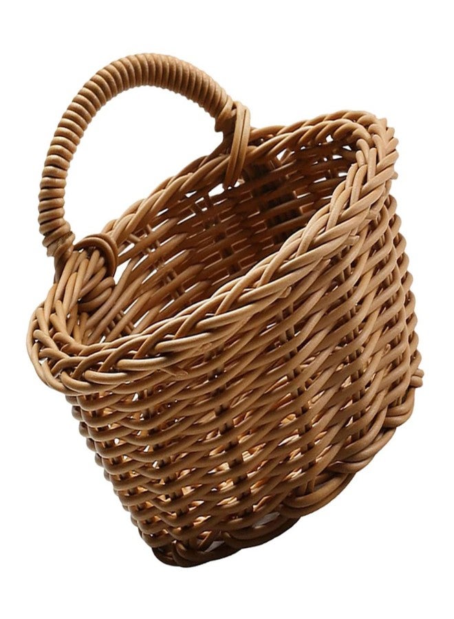 Yardenfun Imitation Rattan Wall Hanging Basket Lightweight Wall-Mounted Storage Organizer for Kitchen Balcony Home Decor 5.5X4.7X4.7 Inch - Image 1